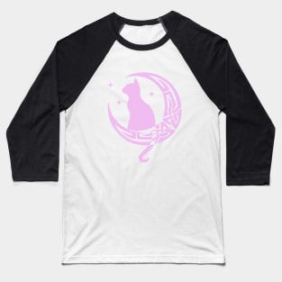 Pink Celtic Moon Cat Baseball T-Shirt